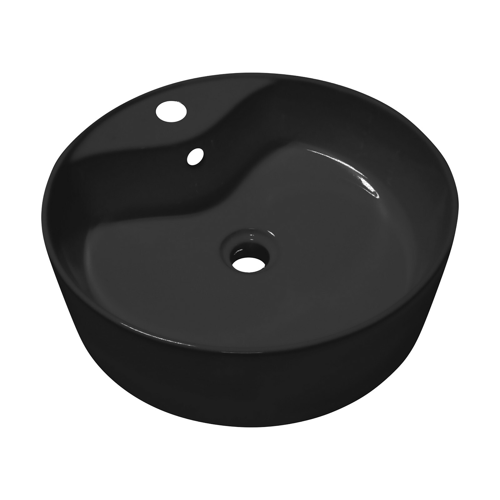 Rok Lagoon Round Shaped Vessel Bathroom Sink 18-1/8″ X 18-3/8″ Black Porcelain