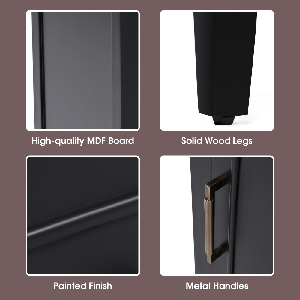 20″ Black Bathroom Vanity with Ceramic Sink Solid Wood MDF Cabinet