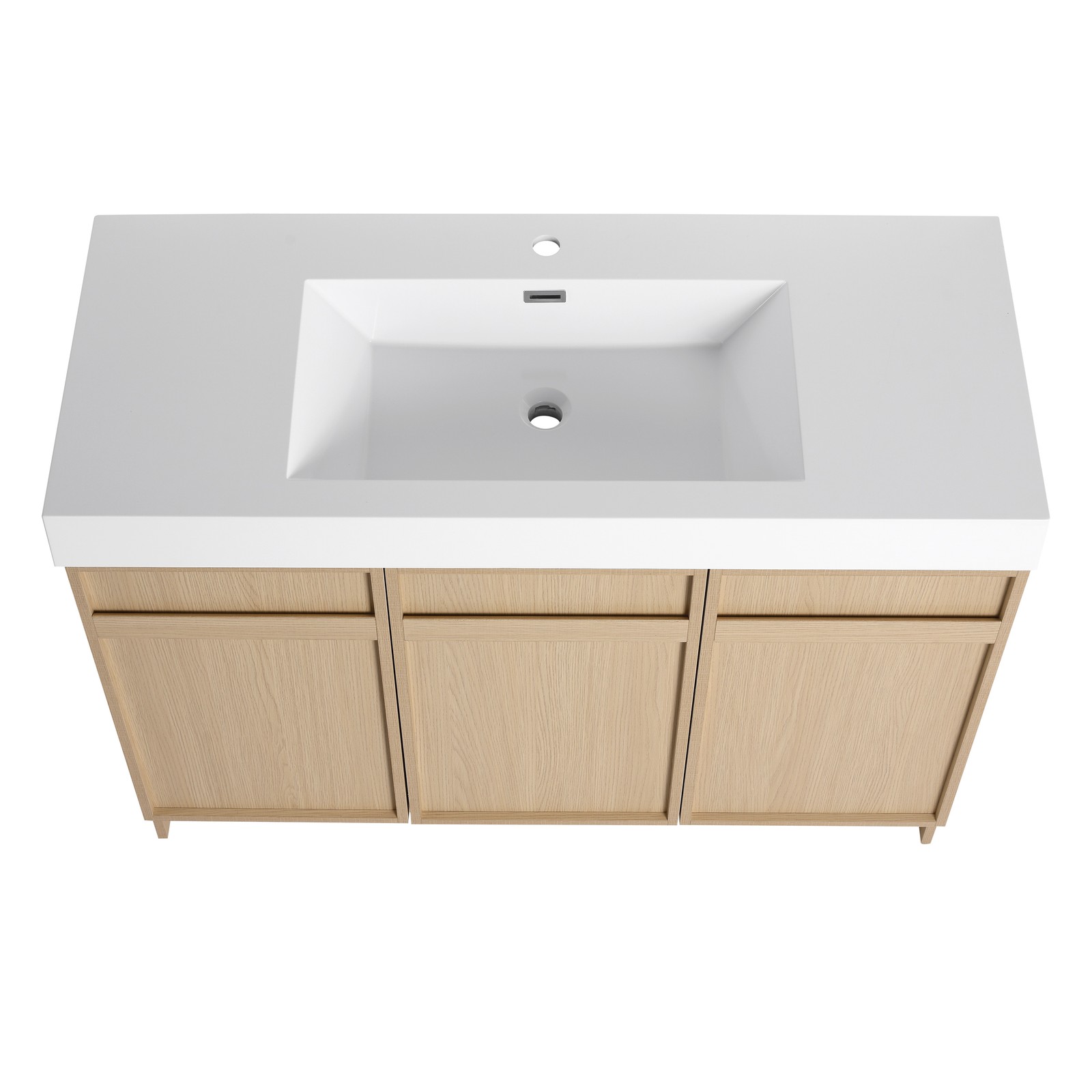 48inch Plywood Double Sink Bathroom Vanity Cabinet W/ 3 Doors White Resin Sink