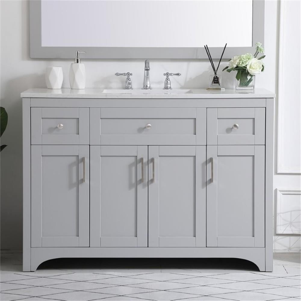 Elegant Decor Moore 48″ Single Quartz Top Bathroom Vanity in Gray