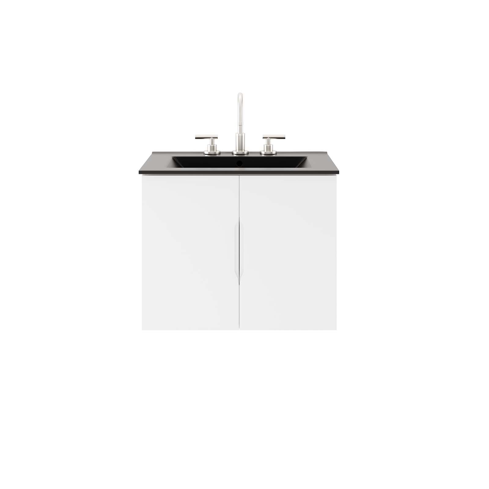Modway Vitality 24″ Wall-Mount Bathroom Vanity in White Black