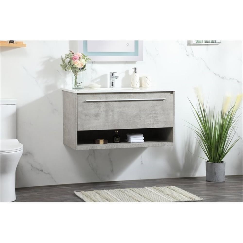 Elegant Decor Roman 36″ Aluminum Alloy MDF Single Bathroom Vanity in Gray
