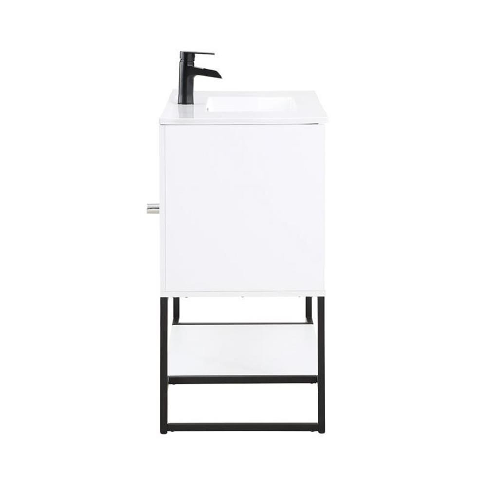 Manhattan Comfort Scarsdale 36″ Metal Bathroom Vanity Sink in White/Black