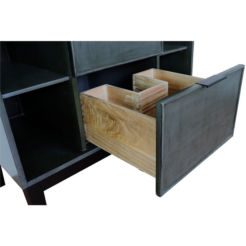 Scandi Oval Sink Solid Wood Vanity with Gray Granite Stone Top in Linen Gray