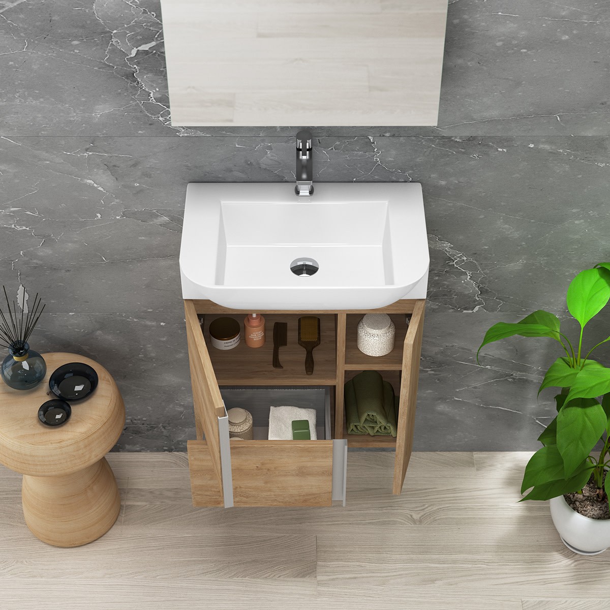 WS Bath Collections Camilia C55 Camilia 24″ Wall Mounted Single – Wood