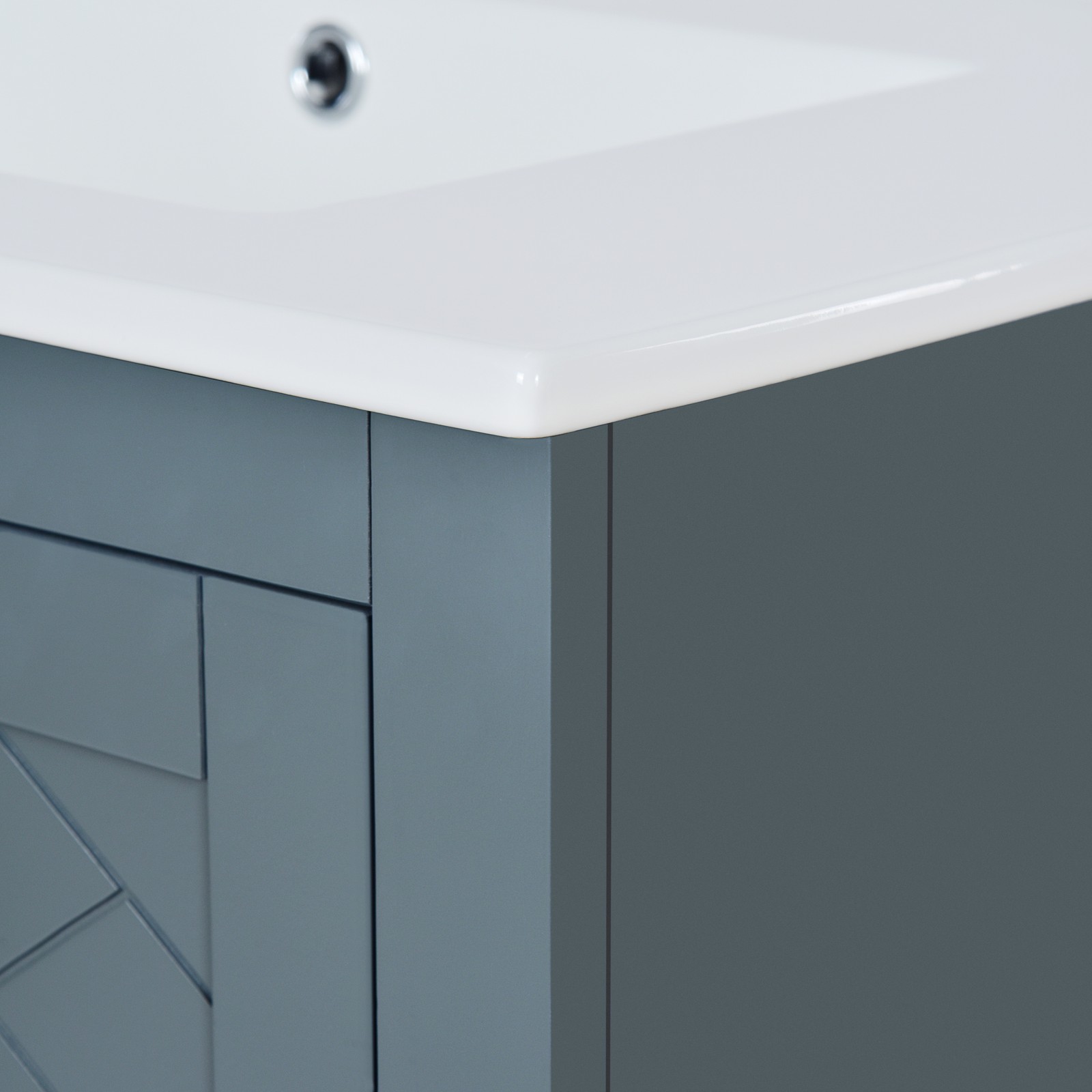 30″ Bathroom Vanity w/Ceramic Sink, 3 Drawers, Freestanding Bath Vanity Cabinet
