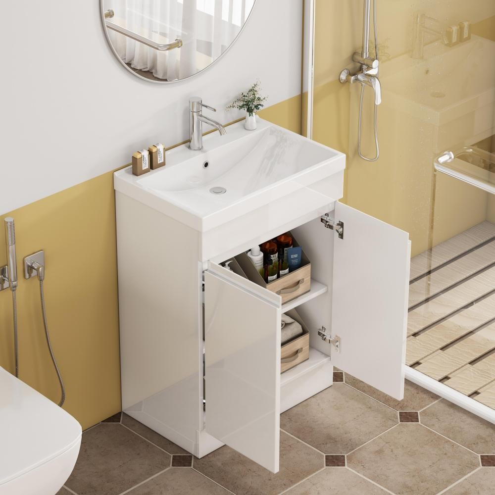 24-Inch Bathroom Vanity With Sink Combo , 2 Doors Bathroom Cabinet, With Shelf