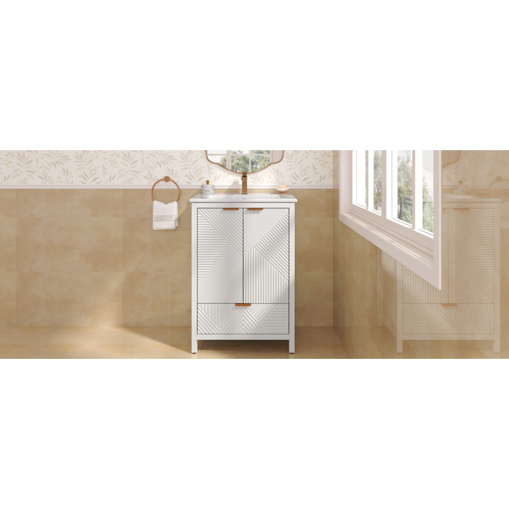 24 In Bathroom Vanity with Sink Combo Bathroom Vanity with Single Faucet Hole