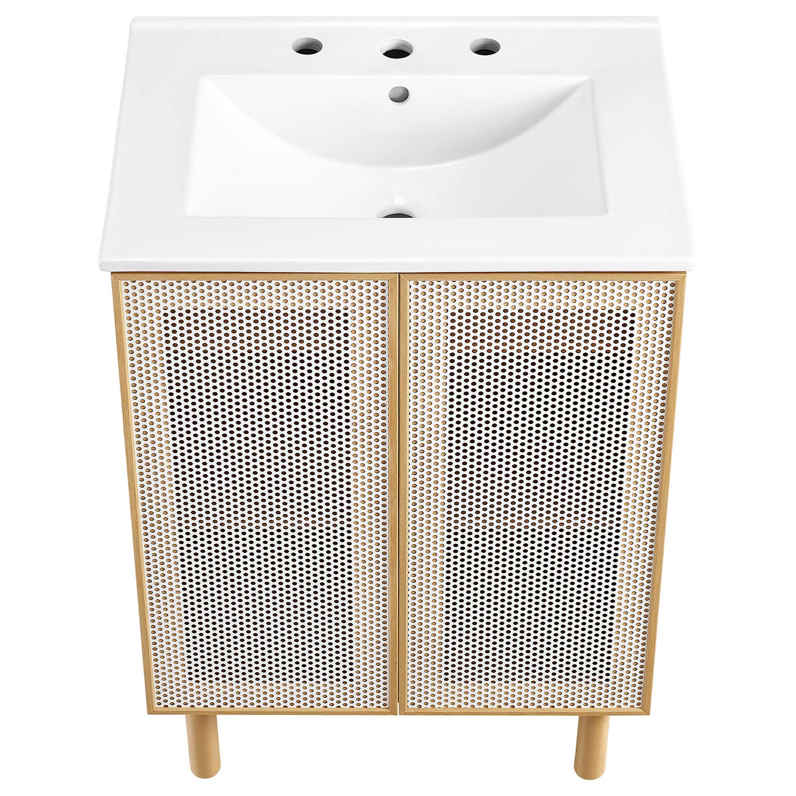 Calla 24″ Perforated Metal Bathroom Vanity in White Oak