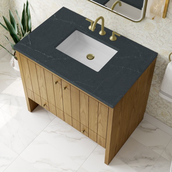 36″ James Martin Hudson 435-V36-LNO-3CSP Vanity Cabinet Charcoal Soapstone Top