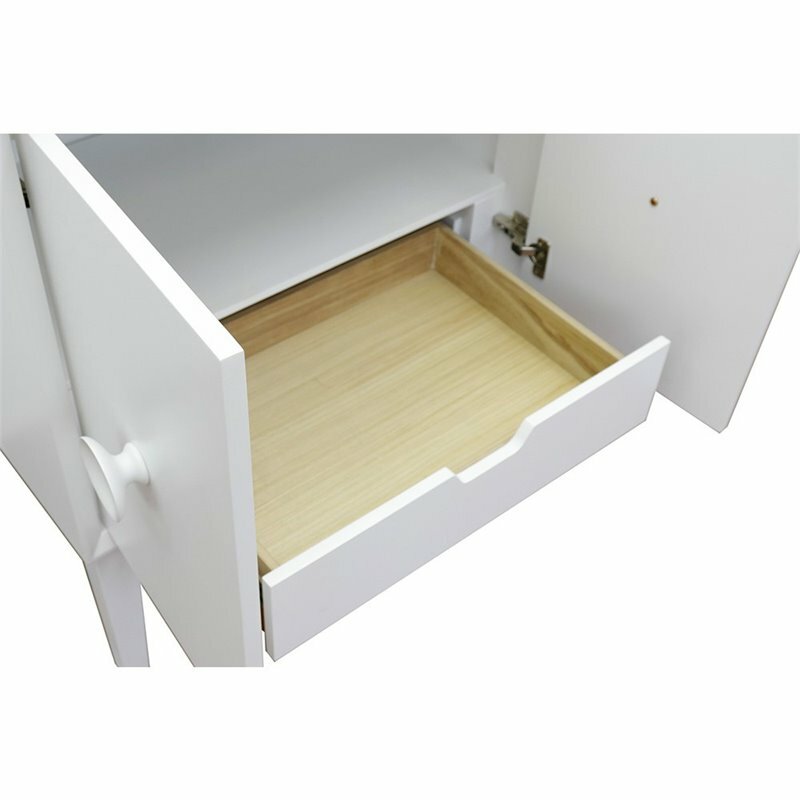 Stora 31″ Single Oval Sink Vanity with Gray Granite Stone Top in White