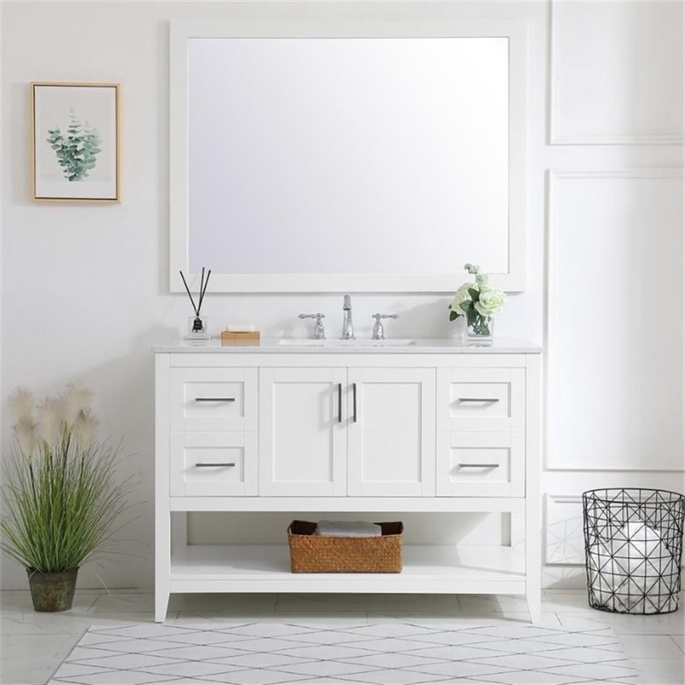 Elegant Decor Aubrey 48″ Single Quartz Top Bathroom Vanity in White