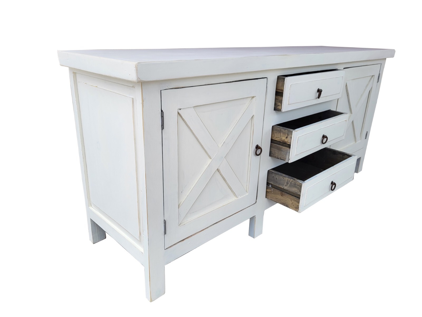 Farm House Rustic Bathroom Double Sink Vanity White washed