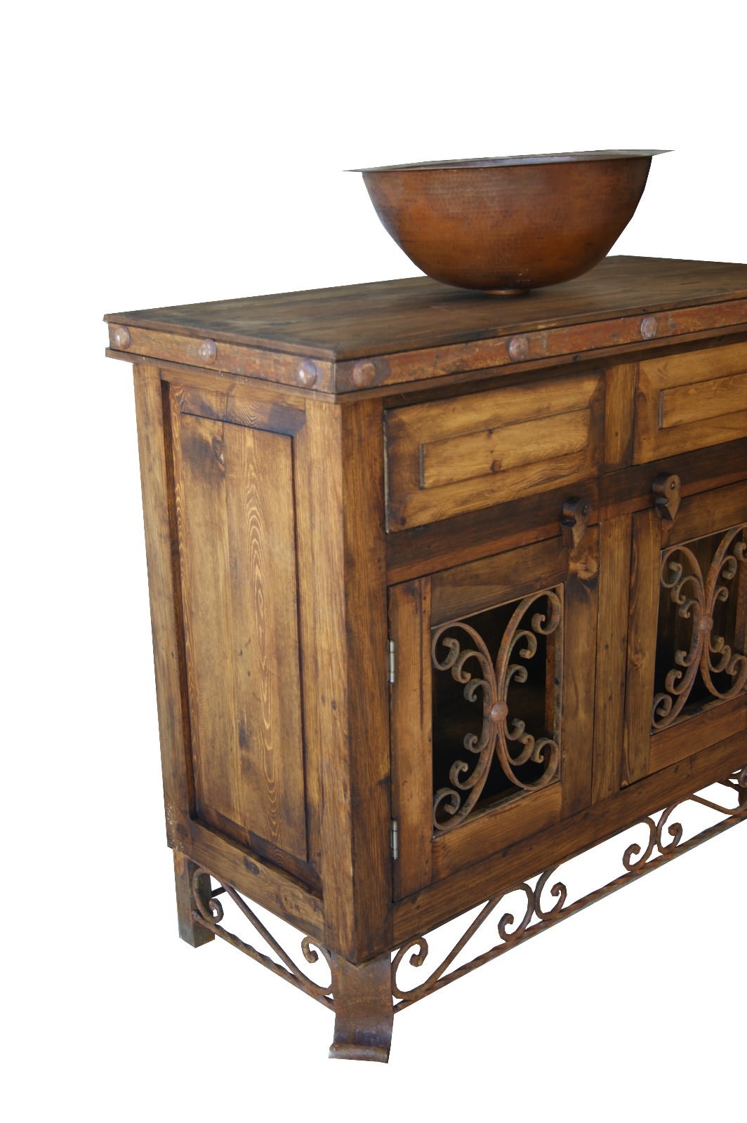 Rustic Red Wash Saint Andrew Metal Base Bathroom Vanity