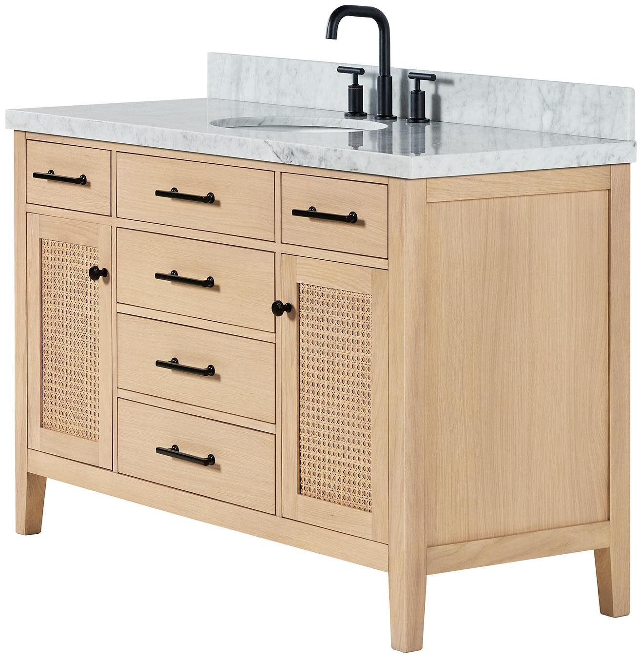 Ariel C55CWOVO Camila 55″ – Oak / Italian Carrara Marble Top / Matte Black