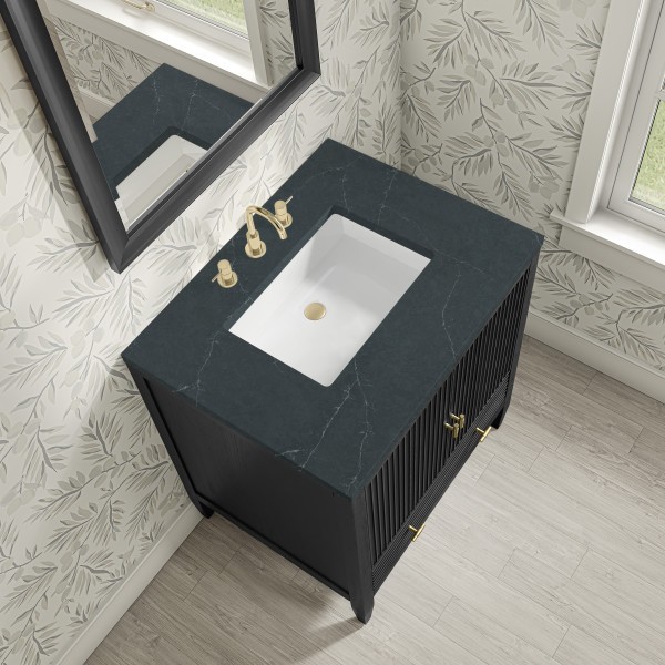 30″ James Martin Myrrin 485-V30-CBO-3CSP Vanity Cabinet Charcoal Soapstone Top