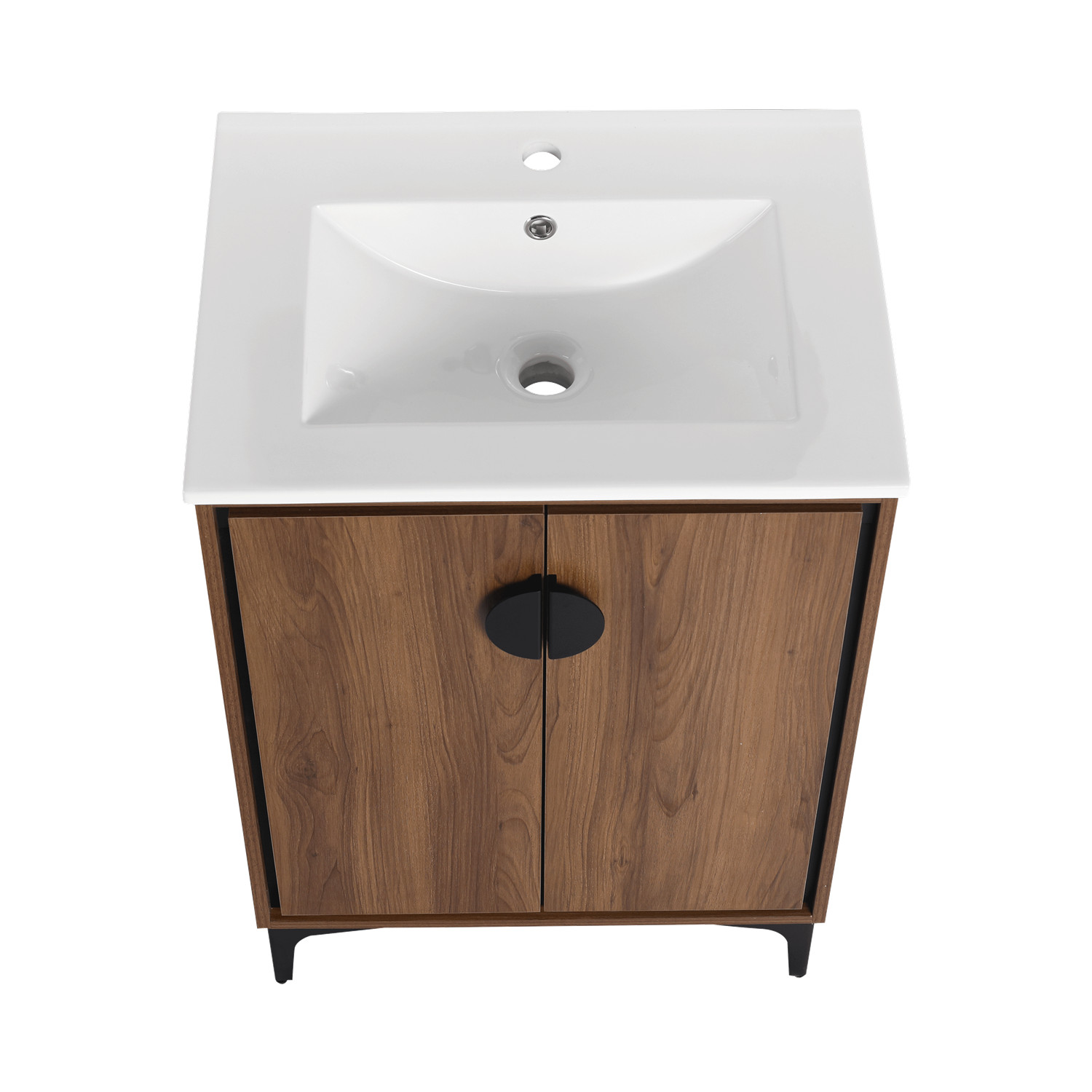 24″ 30″ Bathroom Vanity w/Sink, Freestanding Bath Vanity Storage Cabinet,2 Doors