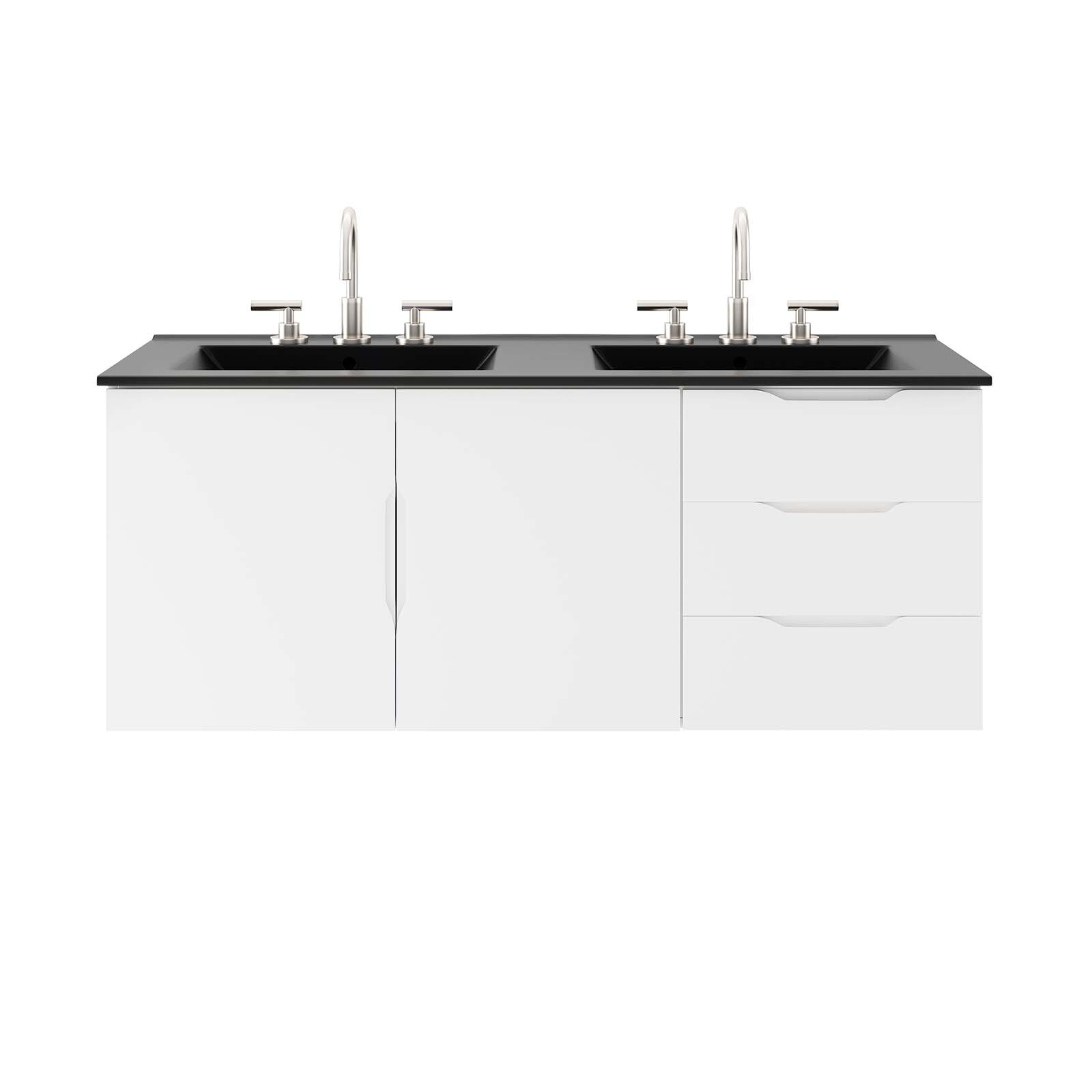Modway Vitality 48″ Double Sink Bathroom Vanity in White Black