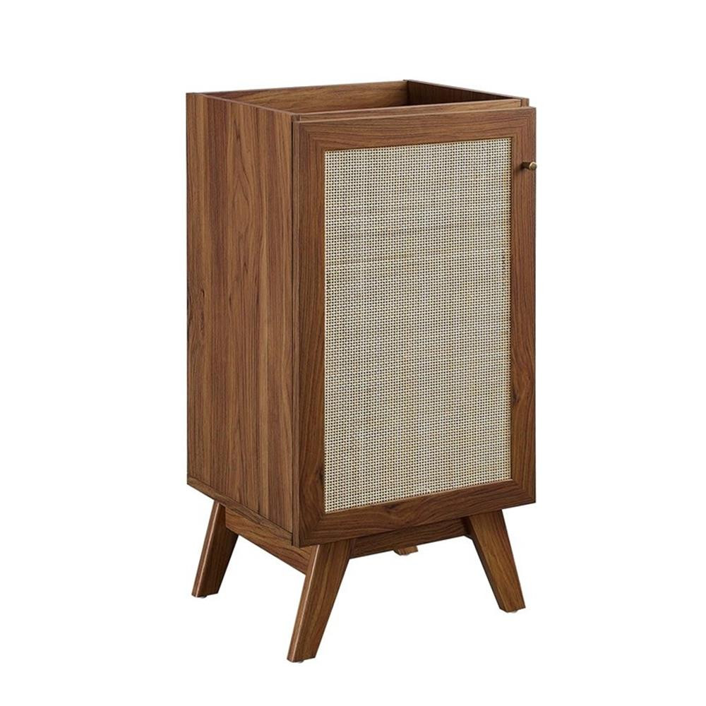 Modway Soma 18″ Modern Wood Bathroom Vanity with Rattan Door in Walnut/Black