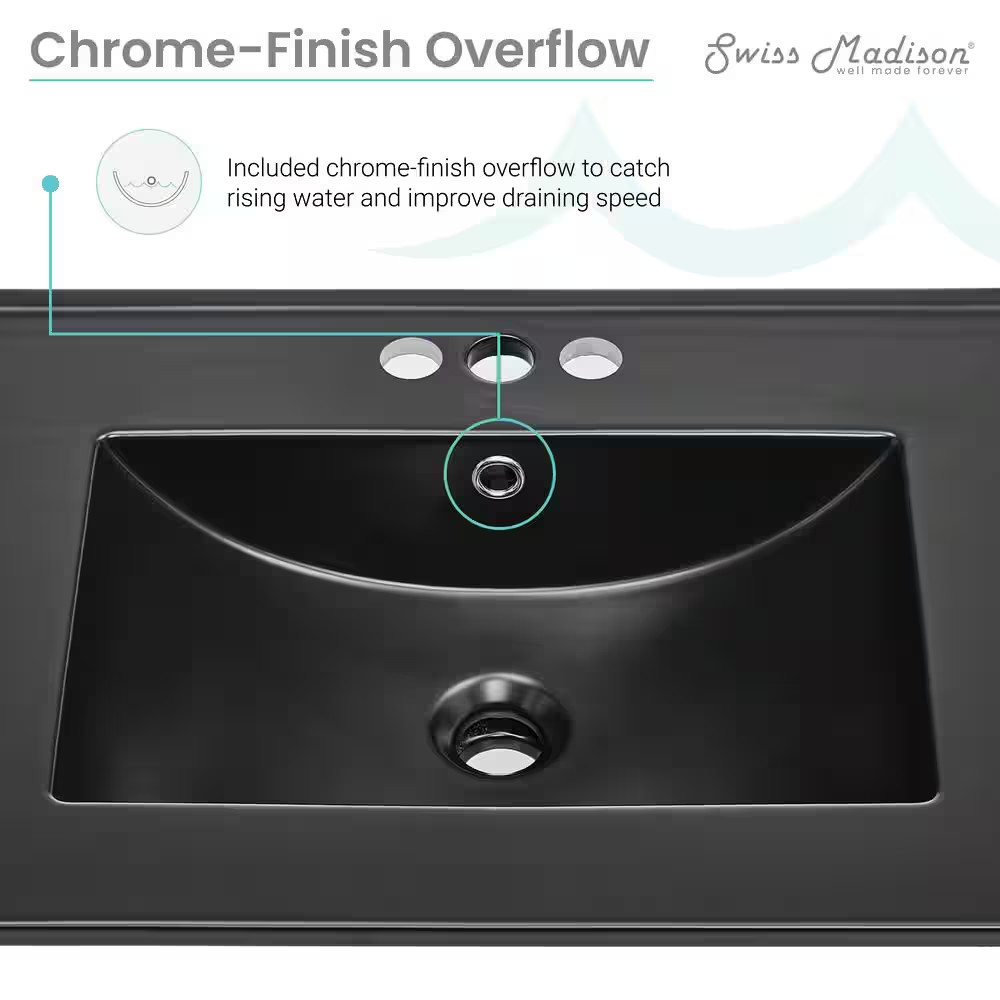 24 In. W X 18.5 In. D Ceramic Vanity Top with 4 In. Centerset Faucet Holes in Ma