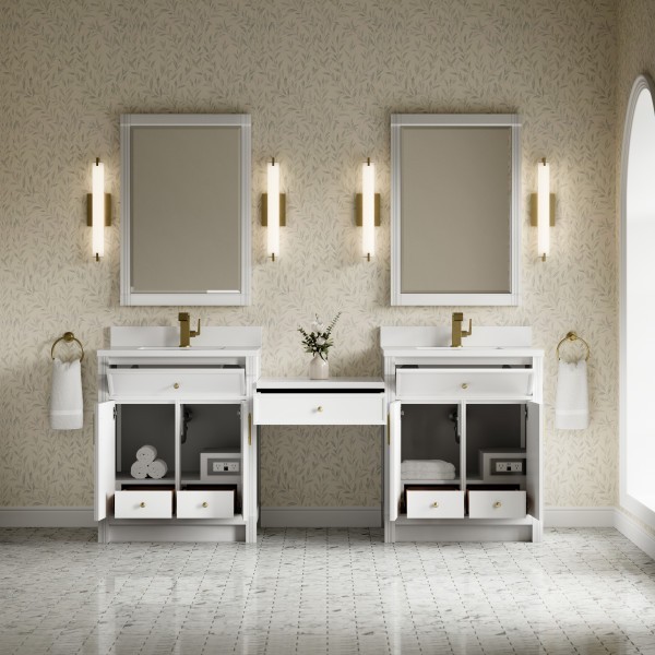 84″ James Martin Bellshire 660-VMC84-BW-1WZ Dual Vanity Cabinet White Zeus Top