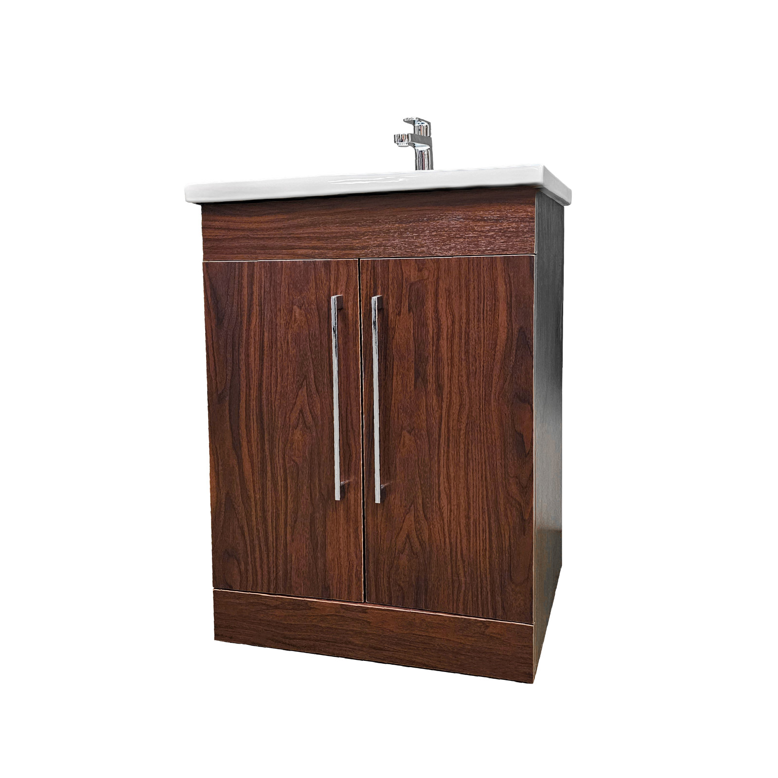 24″ W x 18″ D x 33″ H Oslo Deep Peach Wood Finish Vanity with Ceramic Vanity Top