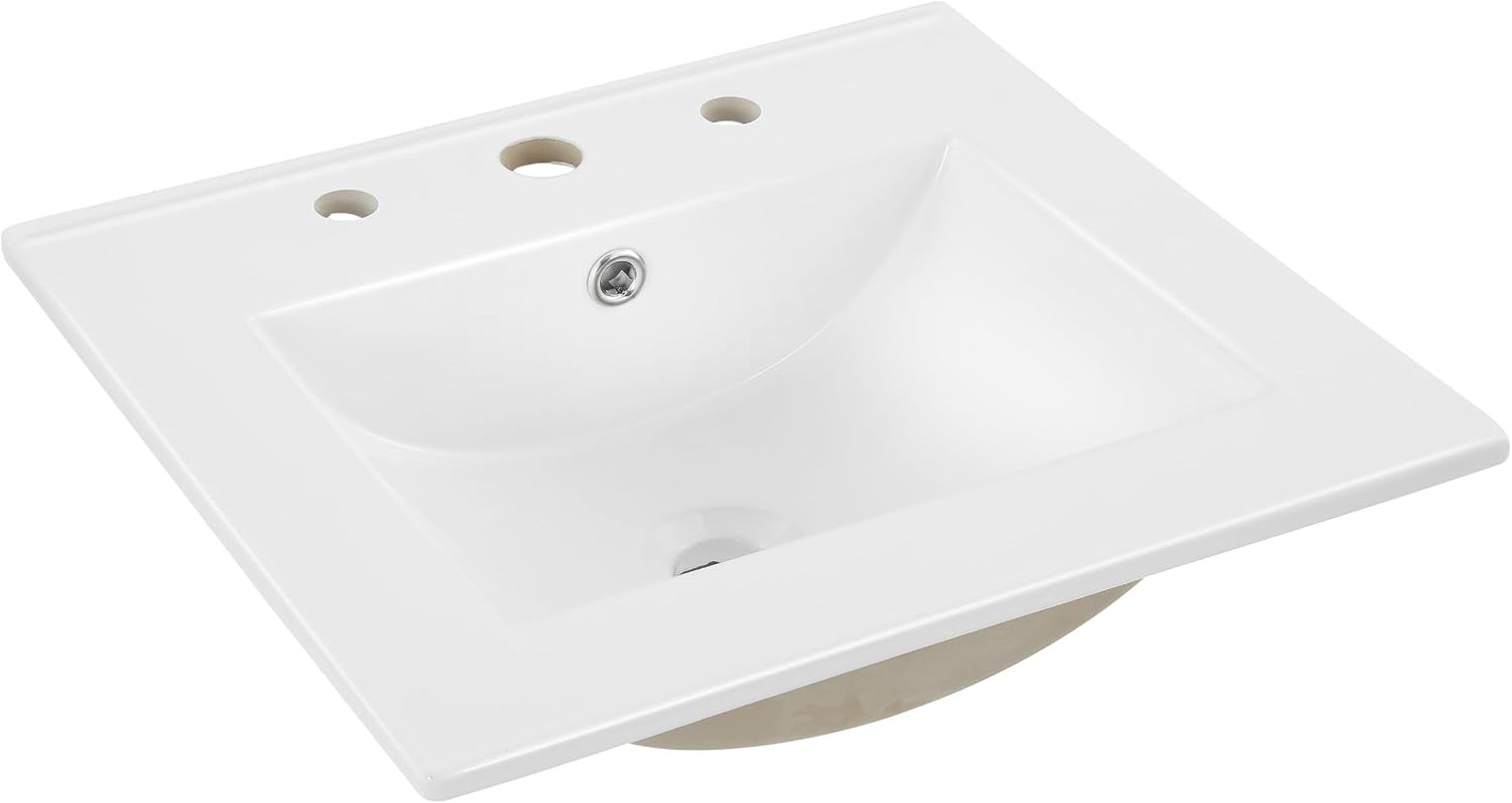 Ancillary 36″ Bathroom 3-Hole Sink Top, White | Ceramic Vanity, 18.25″ Rectangul