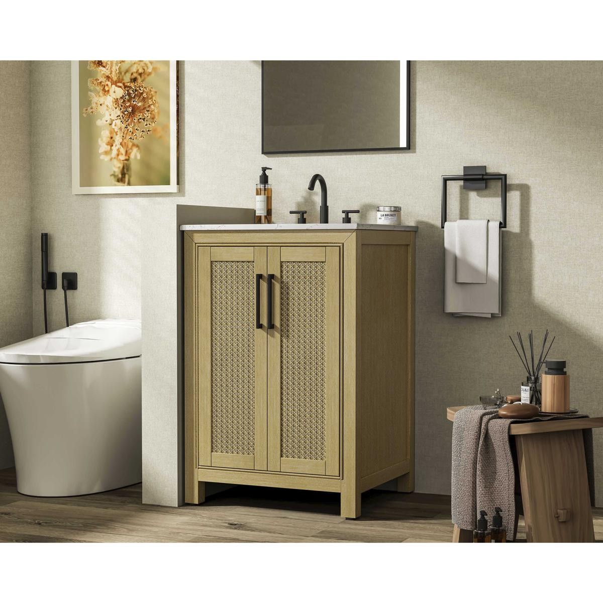Elegant Lighting VF29524LO Alina 24 X 35 inch Linen Oak Bathroom Vanity Cabinet