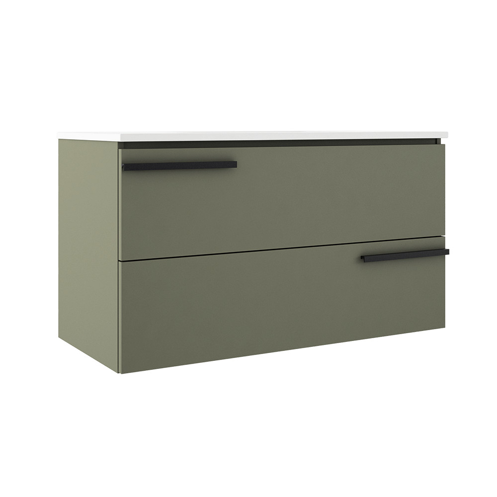 Accent 36″ Two Drawer Wall-Mounted Vanity – Sage Green