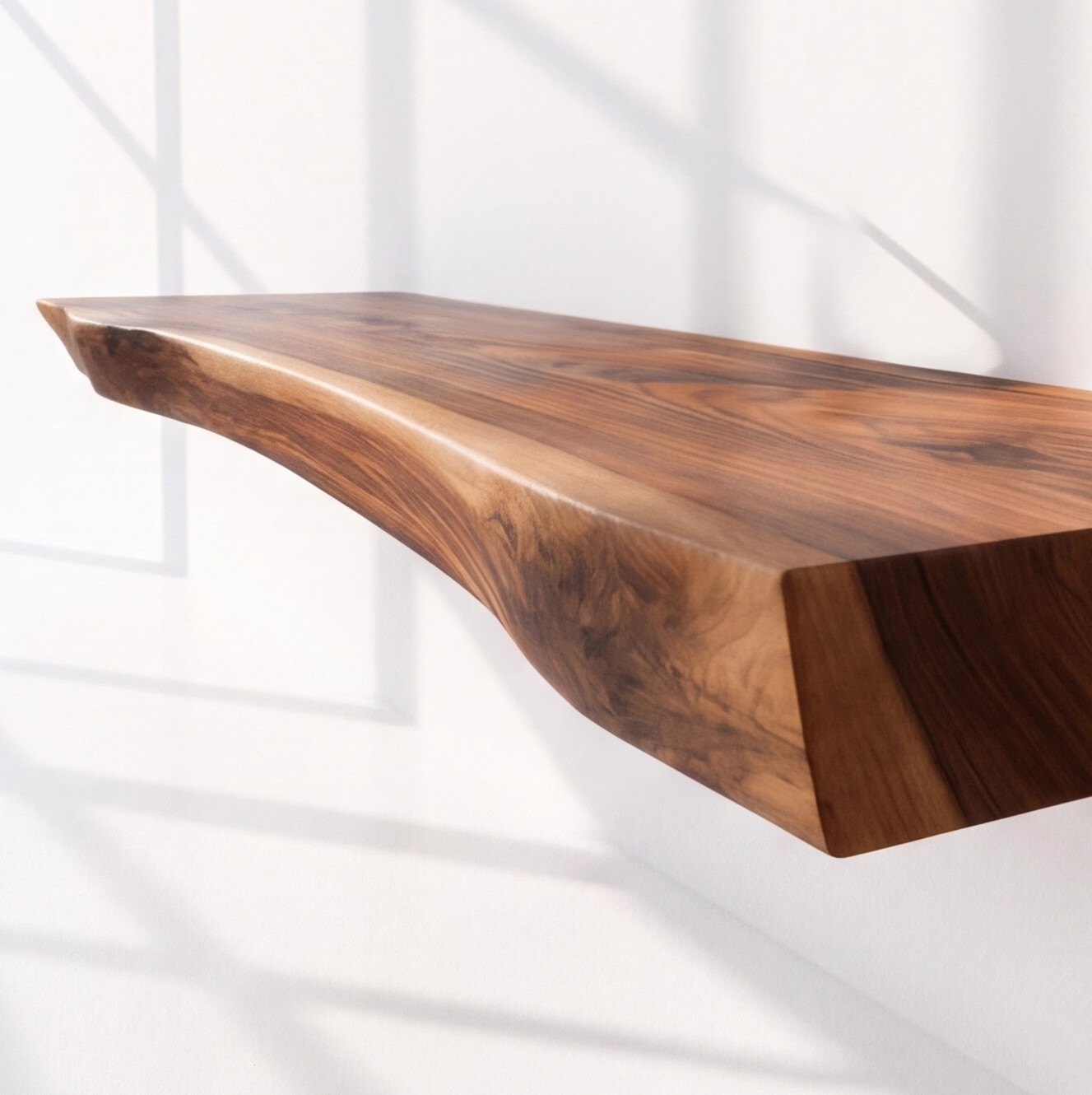 Live Edge Wall-Mounted Bathroom Vanity Countertop Solid Genuine Wood Slab