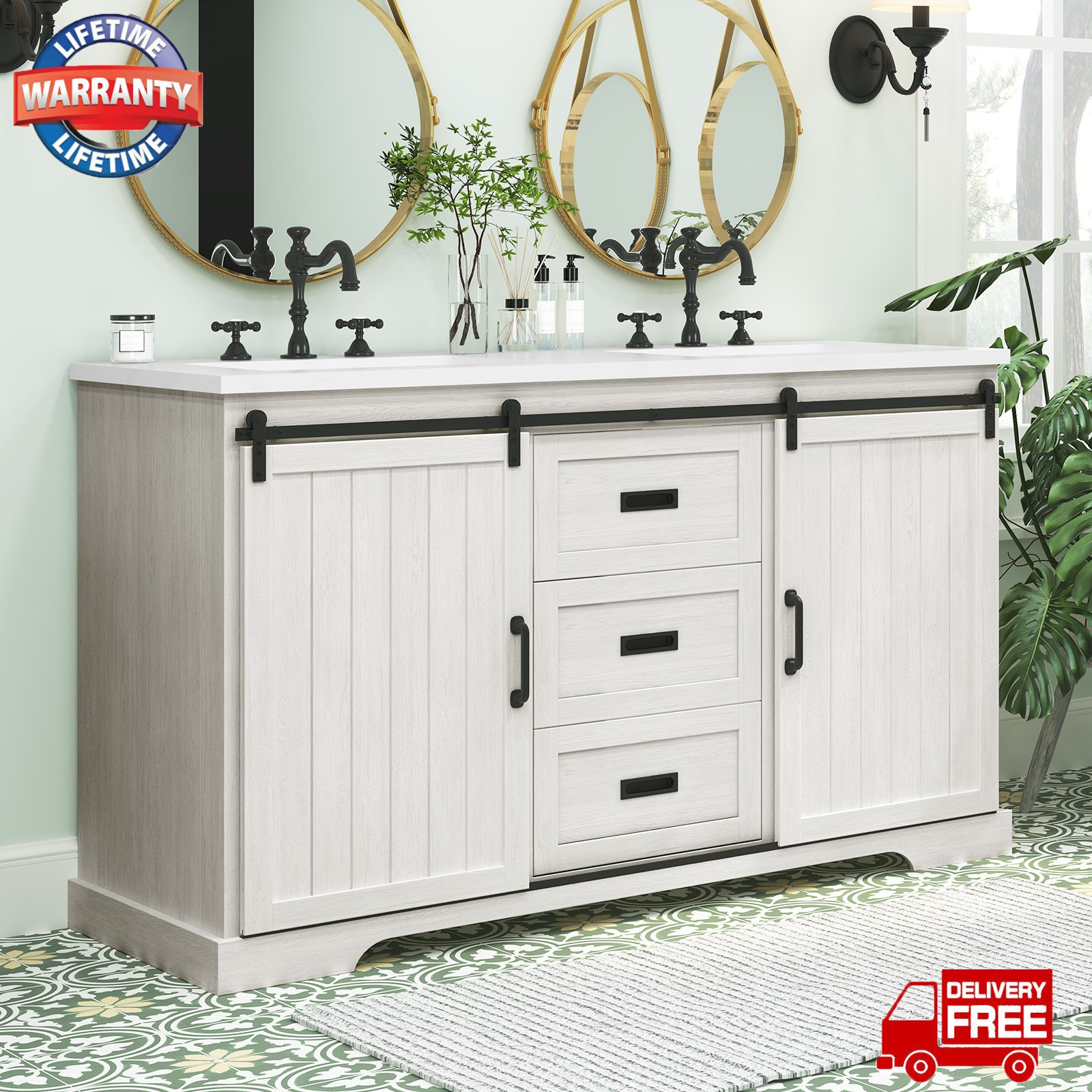 47″ Bathroom Vanity with Sink Combo Freestanding Bath Storage Cabinet w/ Drawers