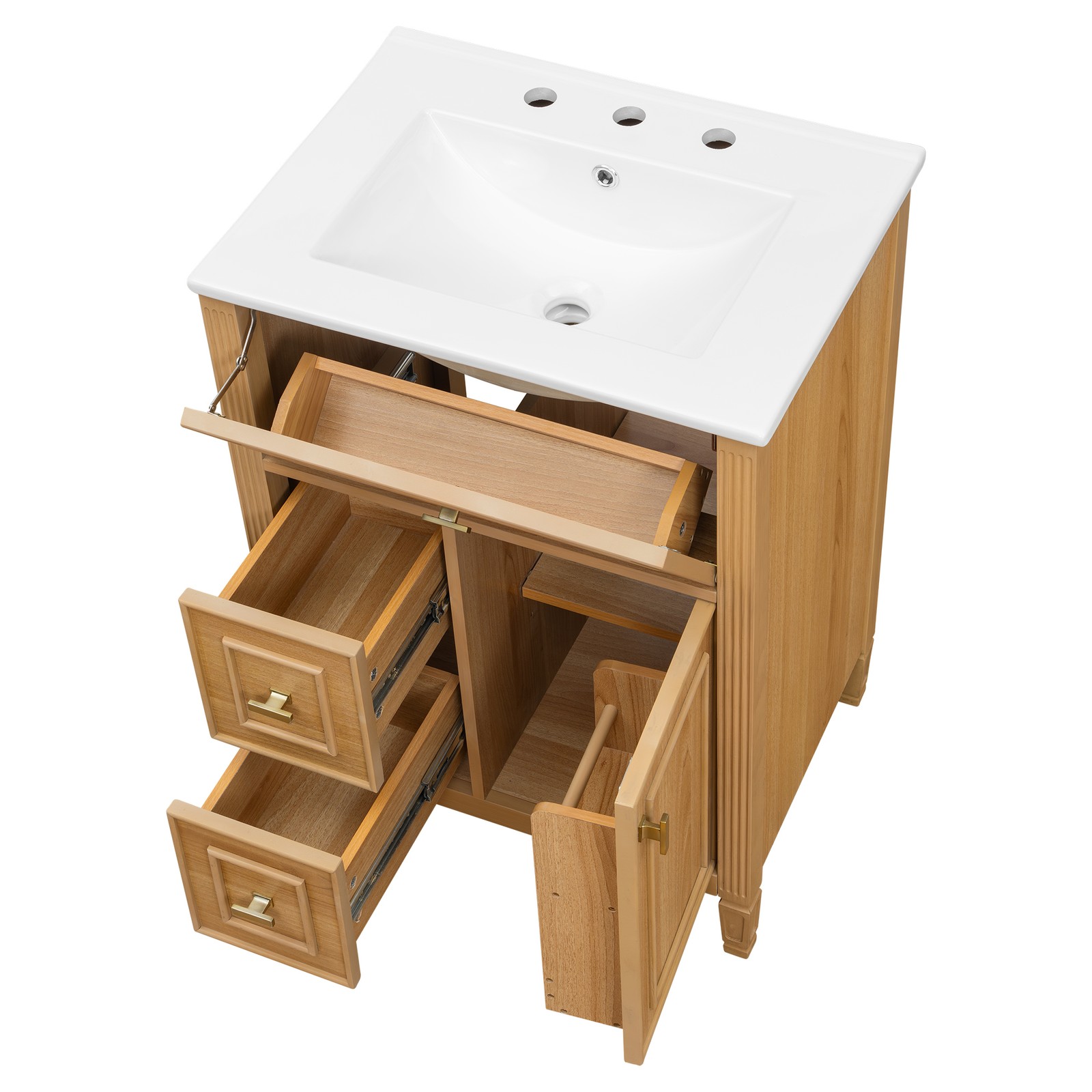 24″ Bathroom Vanity with Sink, Wood Storage Cabinet w/Drawers & Adjustable Shelf