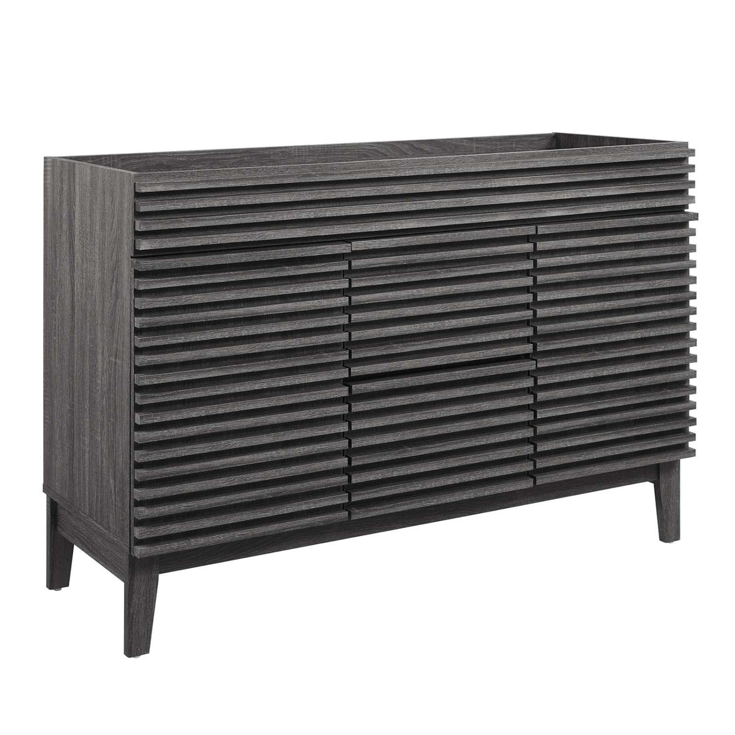 Pemberly Row 47″ MDF and Particleboard Bathroom Vanity Cabinet in Charcoal