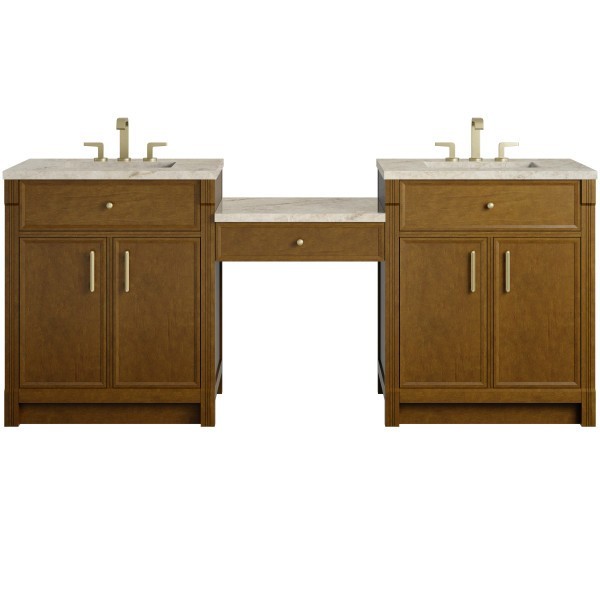 84″ James Martin Bellshire 660-VMC84-HNO-3TJR Dual Vanity Cabinet Tajnar Top