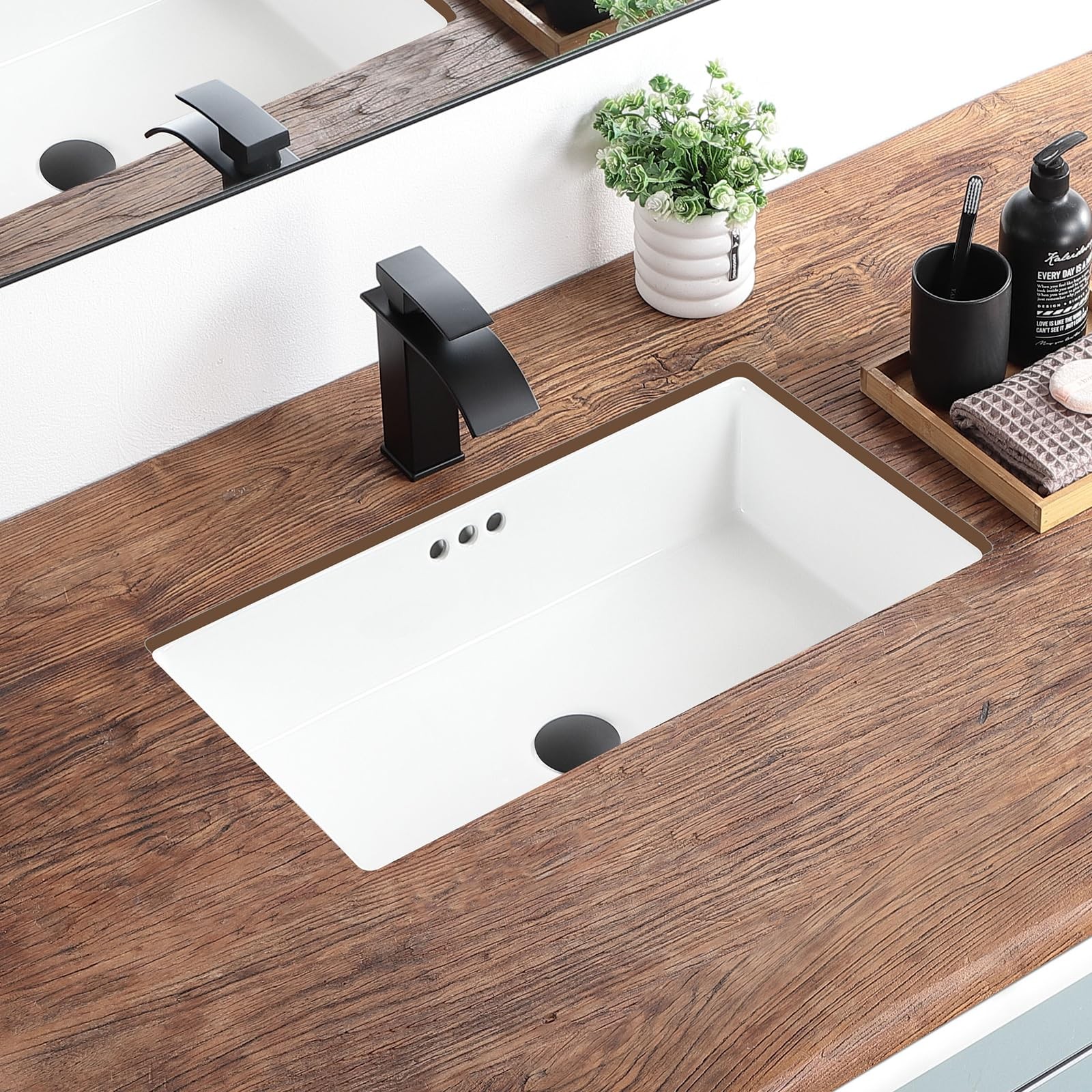 24 Inch Undermount Bathroom Sink Rectangular Undermount Sink White Ceramic Un…