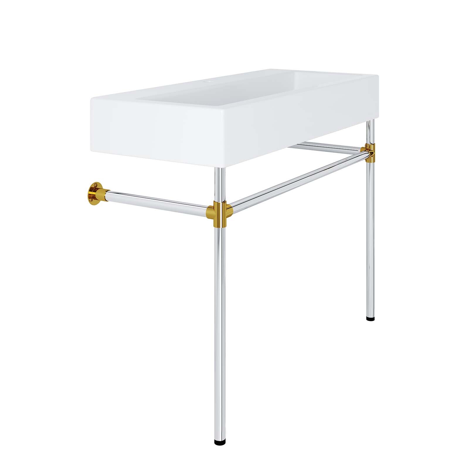 Modway Redeem 40″ Wall-Mount Silver Stainless Steel Bathroom Vanity