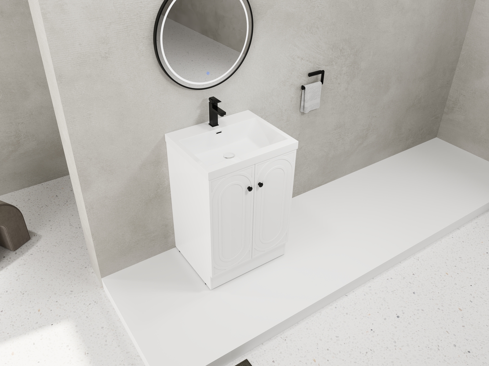24″ Modern Freestanding Bathroom Vanity Cabinet With Undermount Resin Sink Basin