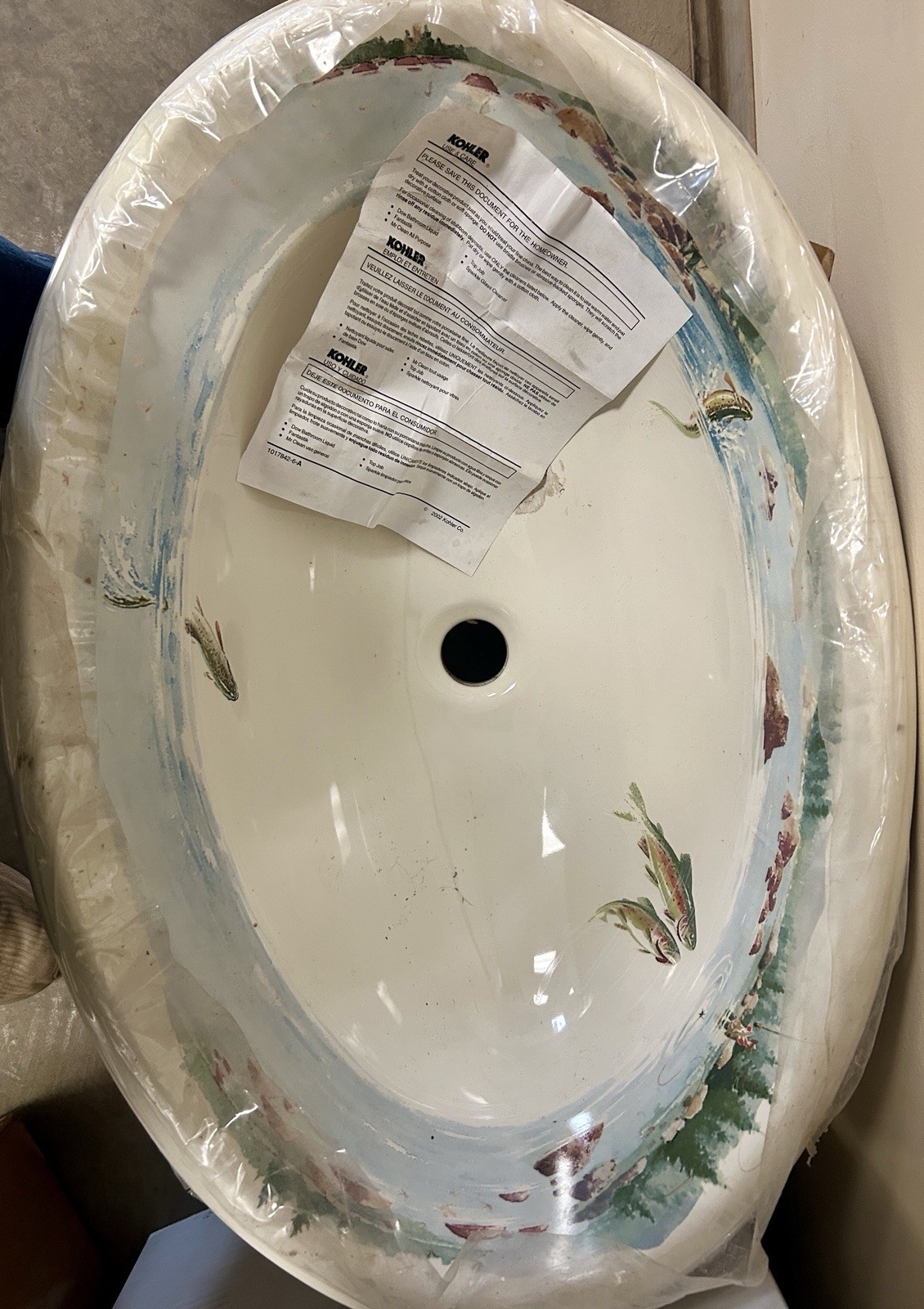 Kohler The Rod And the Fly Design Sink, Biscuit (Discontinued)