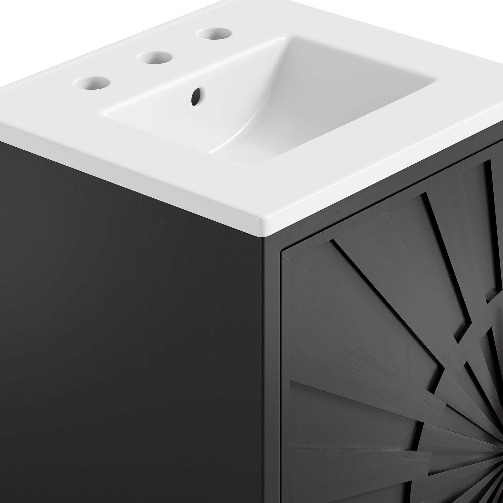 Modway Awaken 18″ Bathroom Vanity Cabinet in White Black With Ceramic Sink Basin