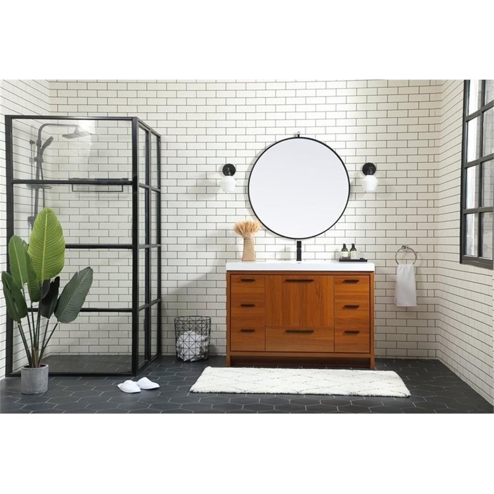 Elegant Decor Wyatt 48″ Aluminum Alloy and MDF Single Bathroom Vanity in Teak