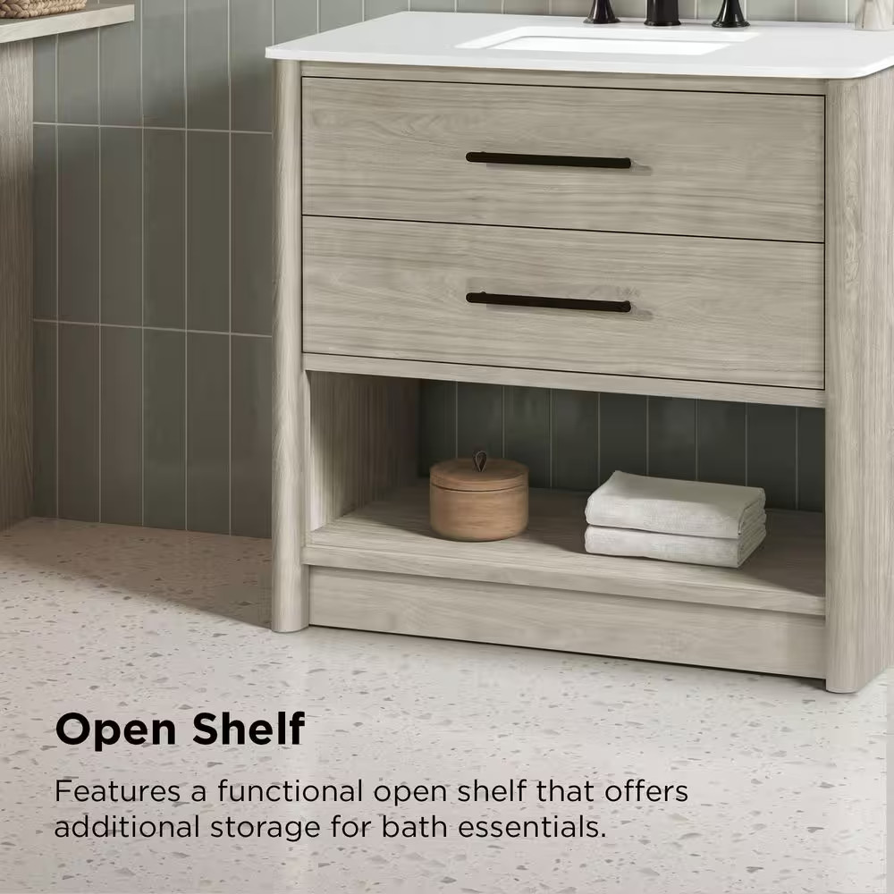 Camley 36 In. Single Sink Freestanding Sandstorm Bath Vanity with White Engineer