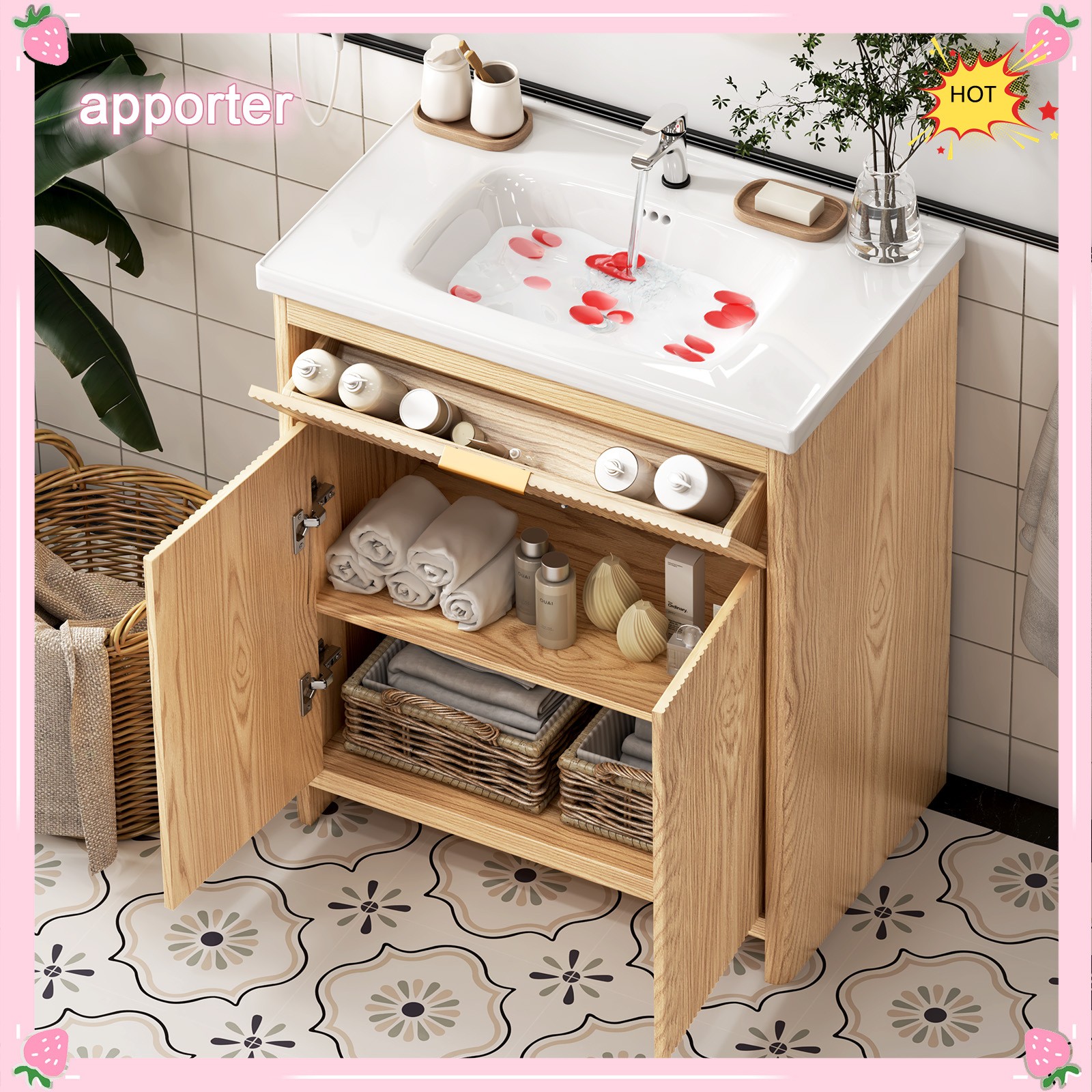 31.5″ Bathroom Vanity with Sink, Freestanding Particle Board Storage Cabinet, US