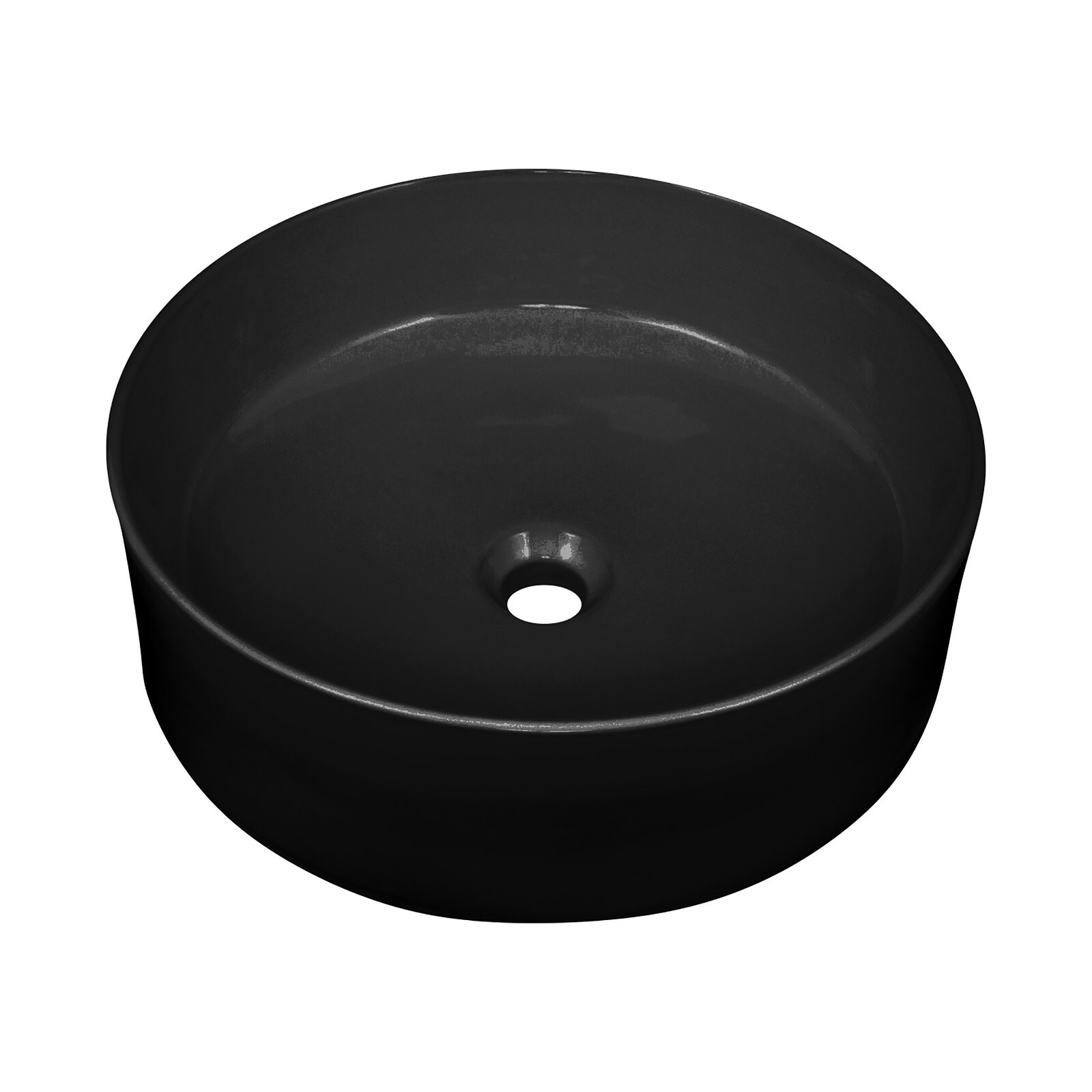 Moon Round Shaped Vessel Bathroom Vanity Sink 18-3/8″ Diameter Black Porcelain