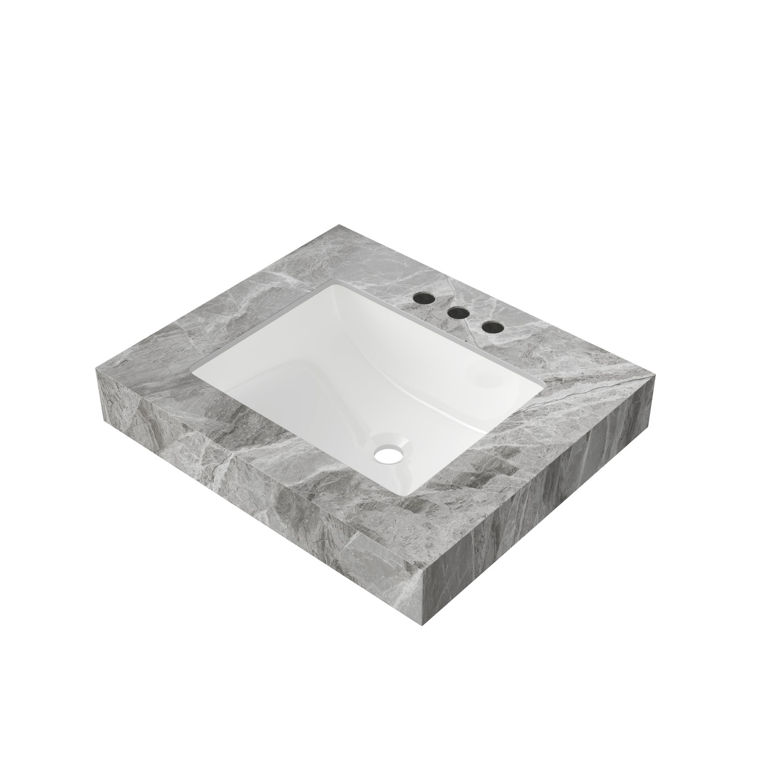 24″ Light Gray Sintered Stone Vanity Top with Undermount Ceramic Basin