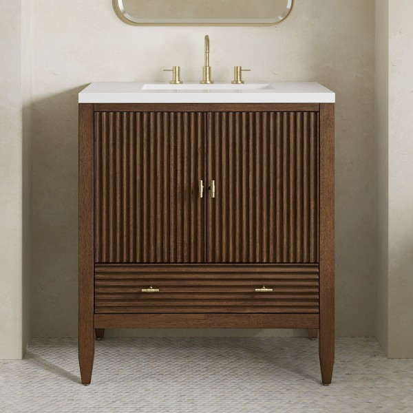 30″ James Martin Myrrin 485-V30-WLT-3WZ Vanity Cabinet White Zeus Silestone Top