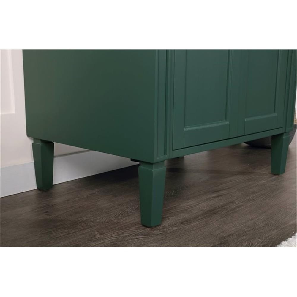 Elegant Decor Park Avenue 30″ Metal MDF Marble Single Bathroom Vanity in Green