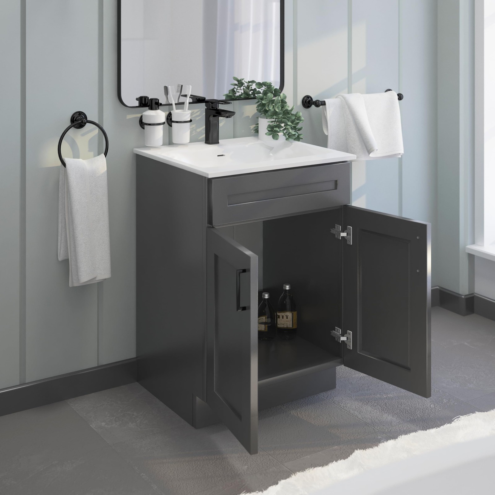Bathroom Vanity Sink Base Ready-to-Assemble Bathroom Cabinet 24″/30’/36″ Widt…