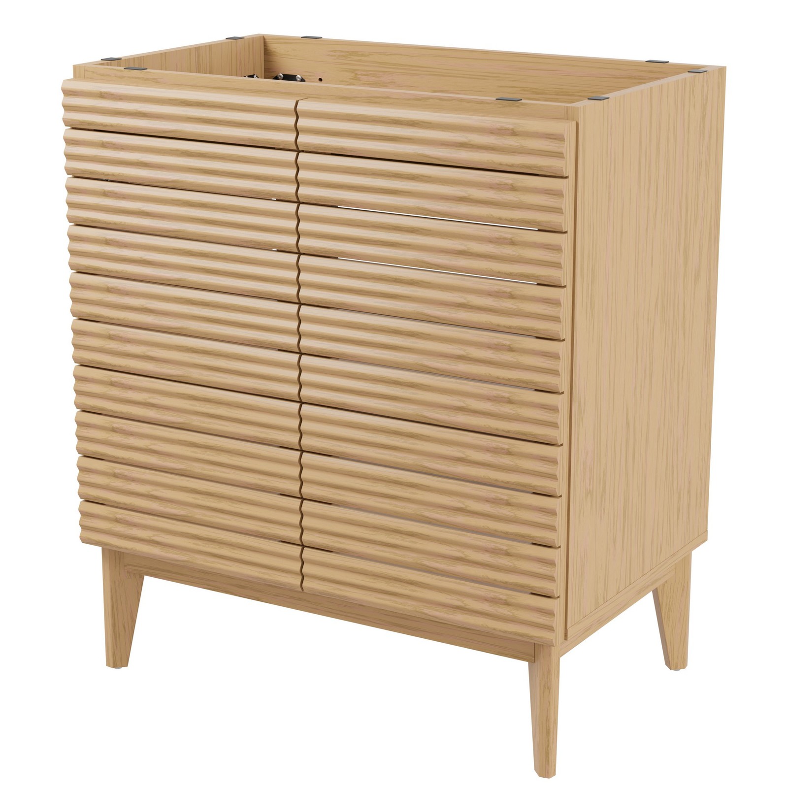 Calandre 30 in. W x 18 in. D x 33 in. H Thin Linear Slat Modern Farmhouse 2-Shel