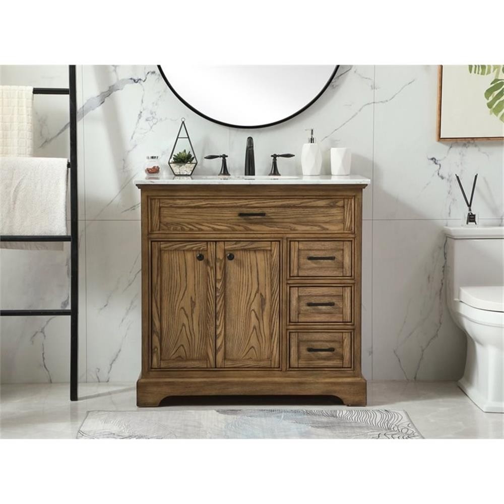 Elegant Decor Americana 36″ Aluminum Alloy Single Bathroom Vanity in Driftwood