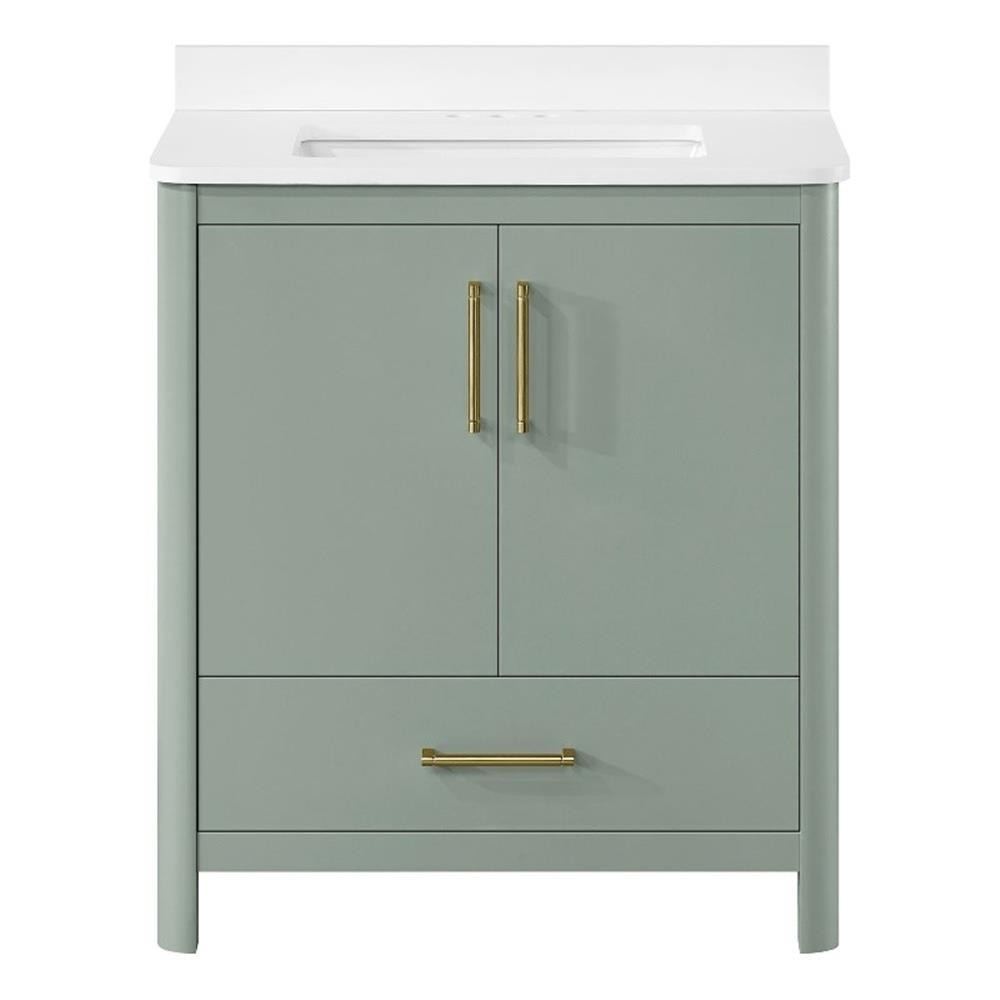 Dario 30″ Bathroom Vanity in Sage Green with Engineered Marble Countertop